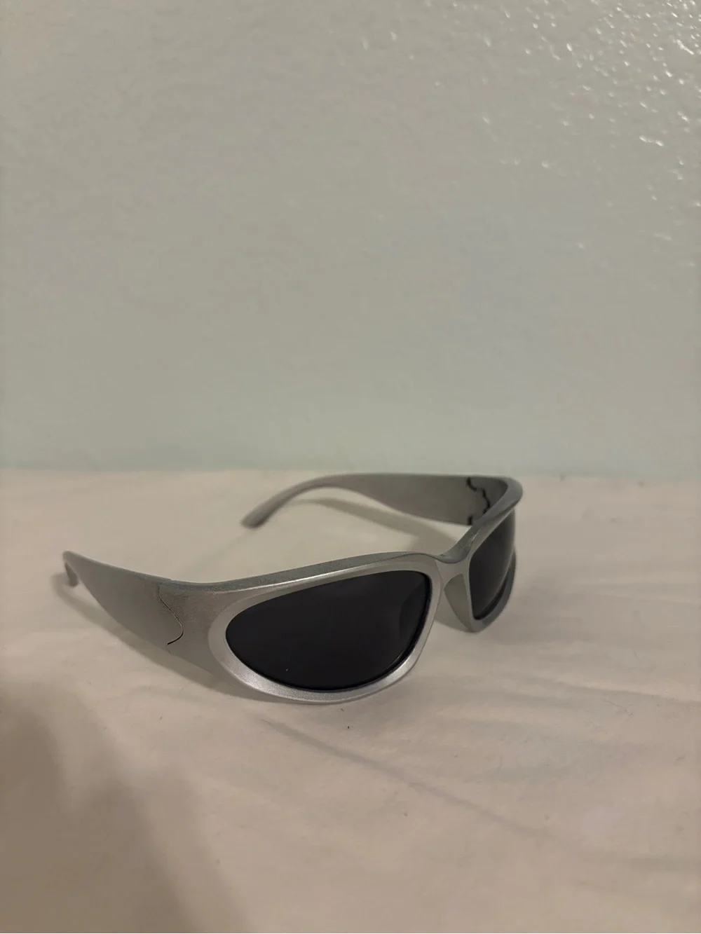 Women's 2000s Silver Sunglasses with Dark Lenses